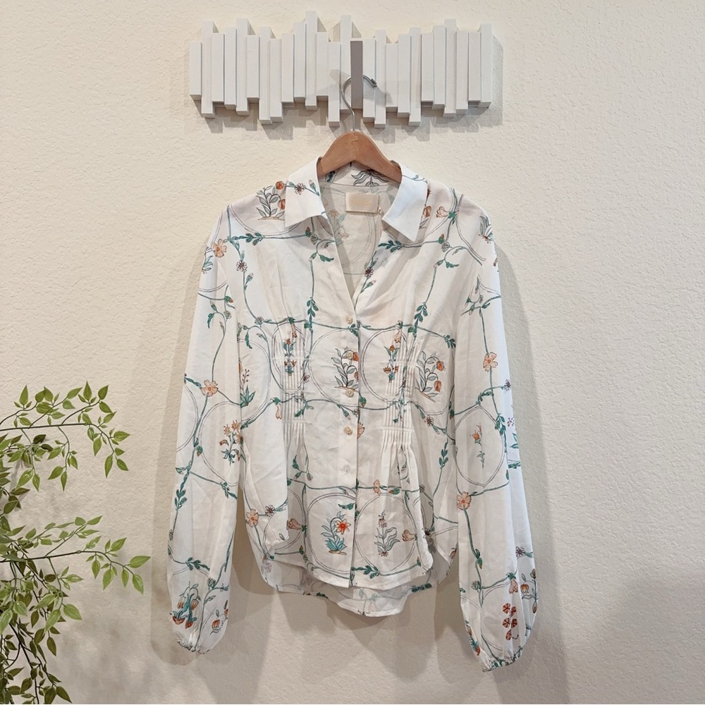 Sancia Palmer Relaxed Button Down Shirt Top in Marigold Size Small NWT - Picture 2 of 7